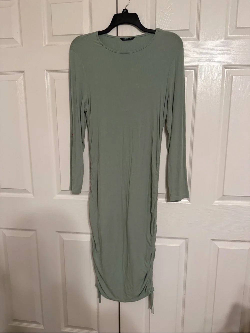 Long Sleeve Sage Green Midi Dress - Women